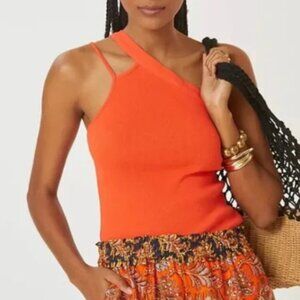 Maeve x Anthropologie Orange One Shoulder Ribbed Tank Top Small